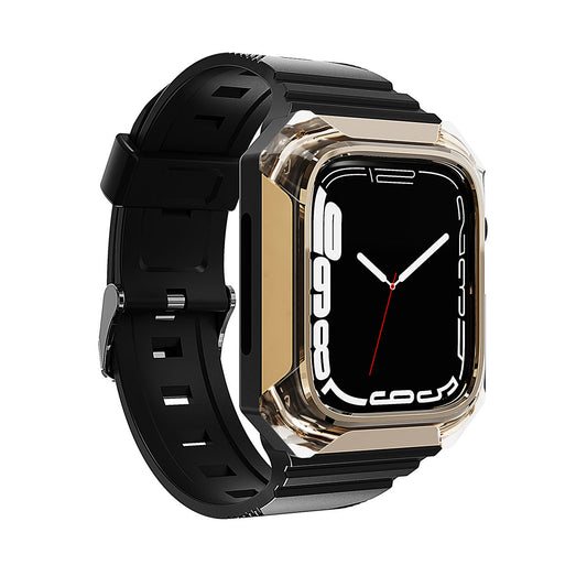 Apple Watch 38mm Zore KRD-88 Sert PC Kasa Koruyuculu Silikon Kordon Gold
