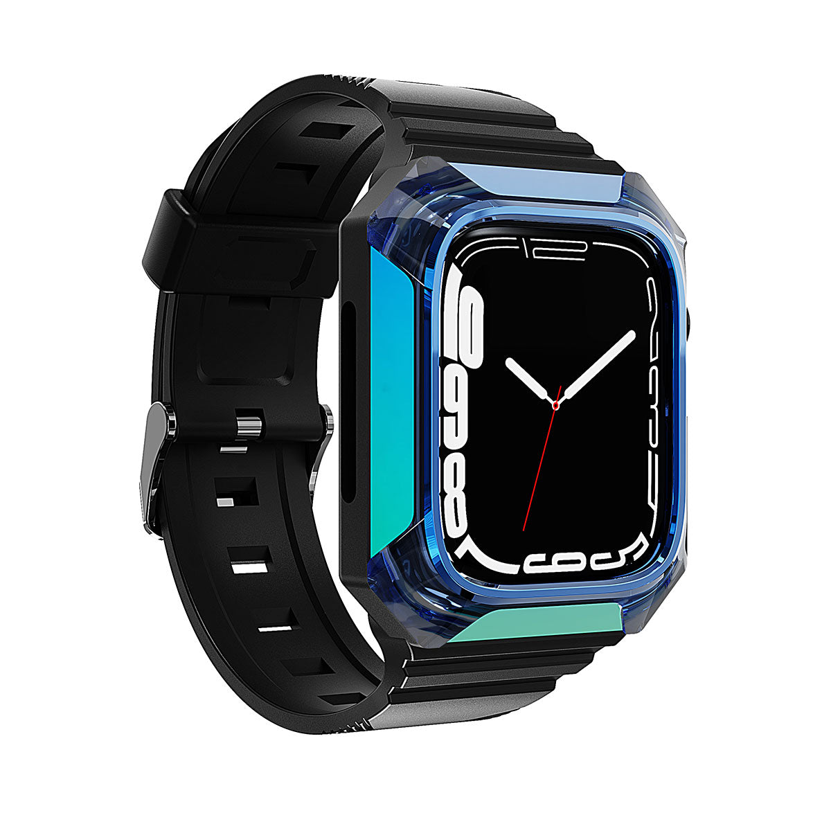 Apple Watch 38mm Zore KRD-88 Sert PC Kasa Koruyuculu Silikon Kordon Mavi