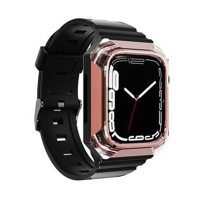 Apple Watch 38mm Zore KRD-88 Sert PC Kasa Koruyuculu Silikon Kordon Rose Gold