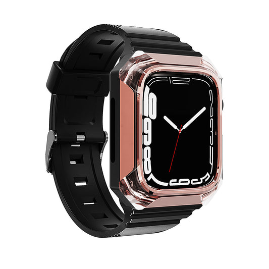 Apple Watch 38mm Zore KRD-88 Sert PC Kasa Koruyuculu Silikon Kordon Rose Gold