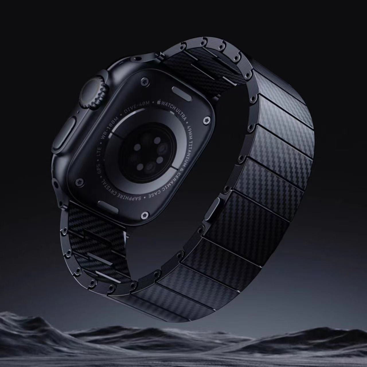 Apple Watch 38mm Zore KRD-90 600D Karbon Fiber Kordon Siyah