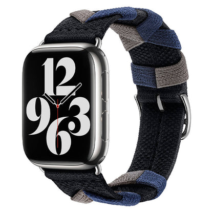 Apple Watch 38mm Zore KRD-97 Sarmal Örgü Tasarımlı Kordon Siyah