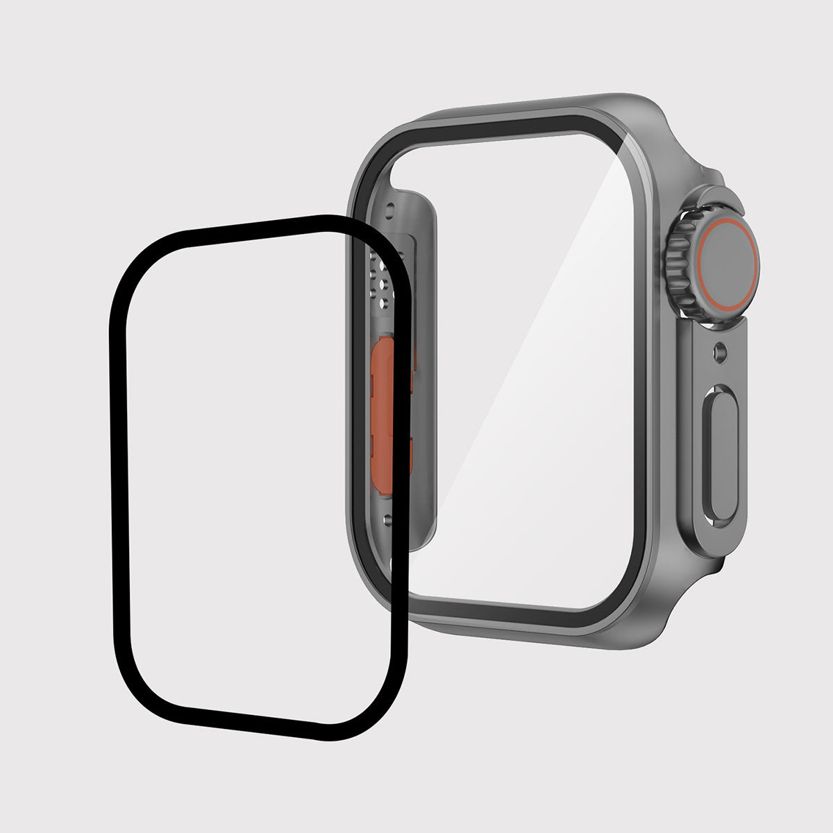 Apple Watch 40mm - Watch Ultra 49mm Kasa Dönüştürücü ve Ekran Koruyucu Zore Watch Gard 26 Gri