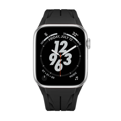 Apple Watch 42mm KRD-127 Metal Tokalı Silikon Kordon Siyah