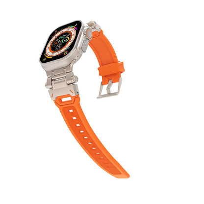 Apple Watch 42mm Zore KRD-108 Metal Başlıklı Silikon Kordon Starlight-Mavi