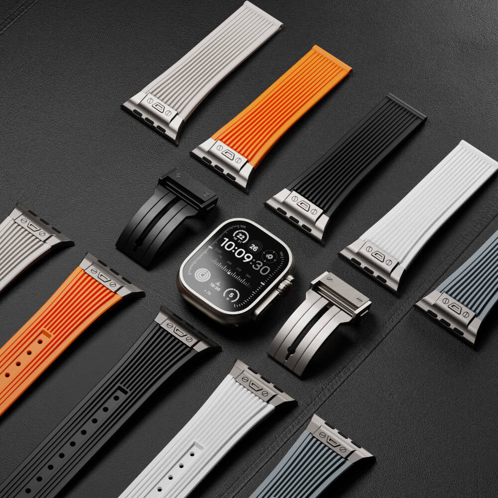 Apple Watch 42mm Zore KRD-113 Spor Görünümlü Silikon Kordon Gri