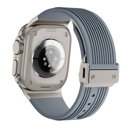 Apple Watch 42mm Zore KRD-113 Spor Görünümlü Silikon Kordon Gri