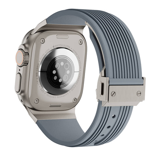 Apple Watch 42mm Zore KRD-113 Spor Görünümlü Silikon Kordon Gri