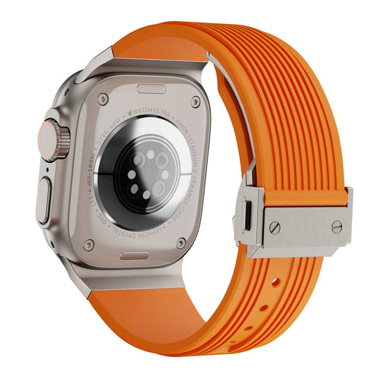 Apple Watch 42mm Zore KRD-113 Spor Görünümlü Silikon Kordon Turuncu