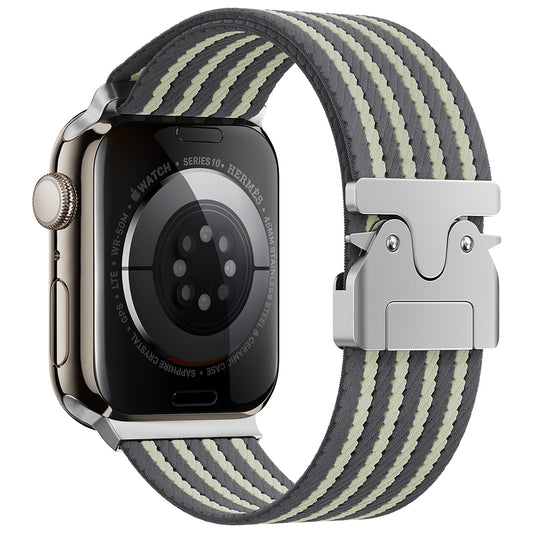 Apple Watch 42mm Zore KRD-133 Naylon Kumaş Hasır Örgülü Kordon Gri