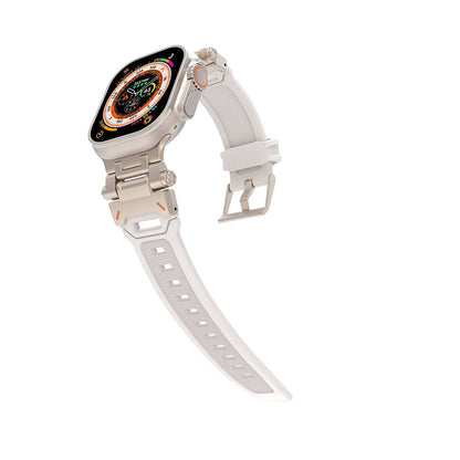 Apple Watch 44mm Zore KRD-108 Metal Başlıklı Silikon Kordon Starlight-Yeşil