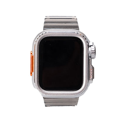 Apple Watch 44mm Zore KRD-126 Sert Kasa Koruyuculu Metal Kordon Siyah