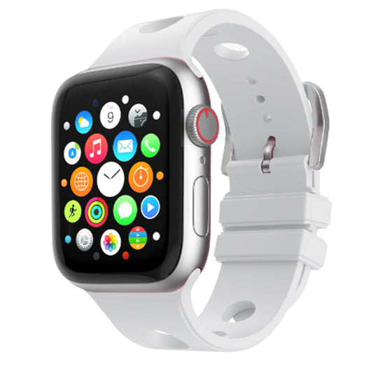 Apple Watch 7 41mm Delikli Tasarım Zore KRD-147 Silikon Kordon Beyaz