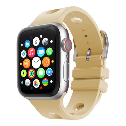 Apple Watch 7 41mm Delikli Tasarım Zore KRD-147 Silikon Kordon Gold