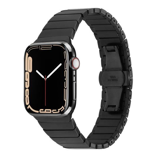 Apple Watch 7 45mm Kordon KRD-79 Metal Strap Kayış Siyah