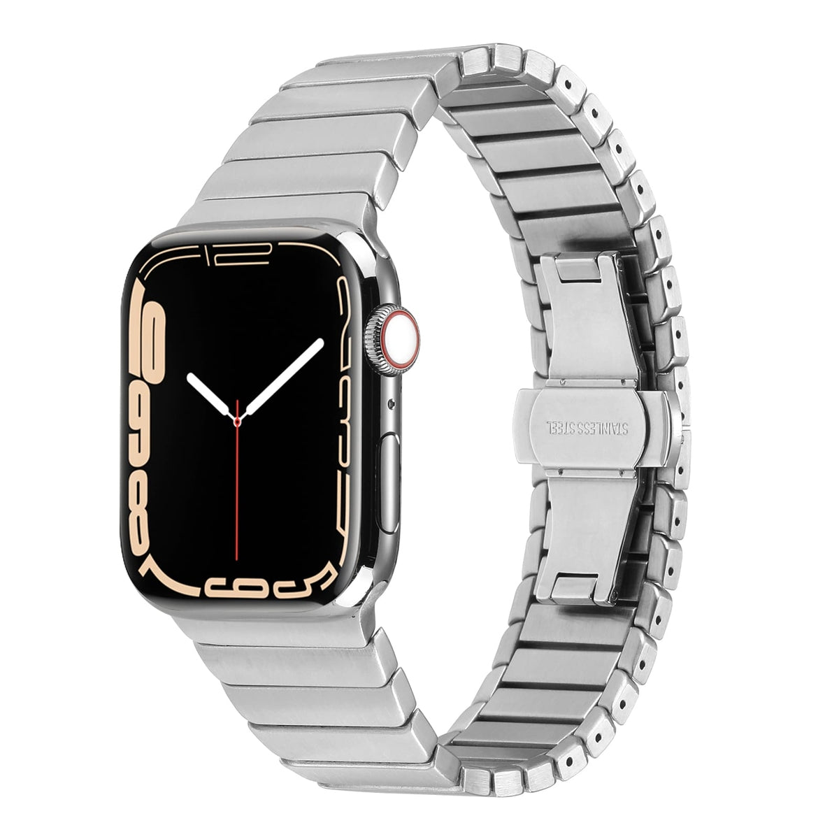 Apple Watch 7 45mm Kordon KRD-79 Metal Strap Kayış Gümüş