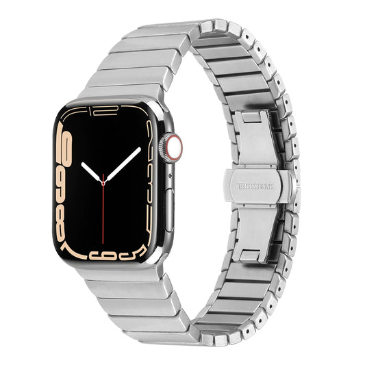 Apple Watch 7 45mm Kordon KRD-79 Metal Strap Kayış Gümüş
