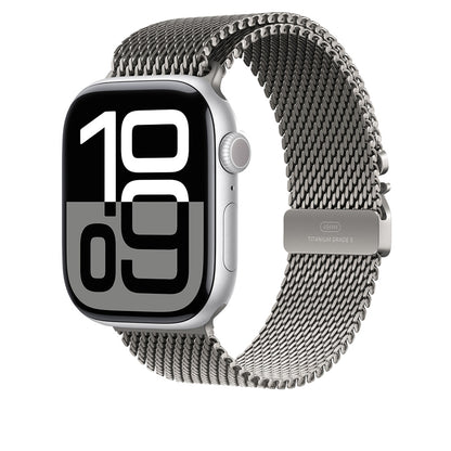 Apple Watch 7 45mm Zore KRD-100 Titanyum Hasır Kordon Titanyum-Gümüş