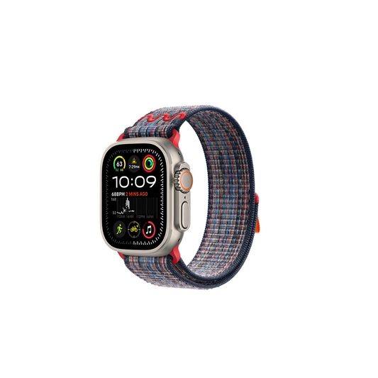 Apple Watch Ultra 49mm KRD-91 Hasır Kordon Strap Kayış Mavi-Kırmızı