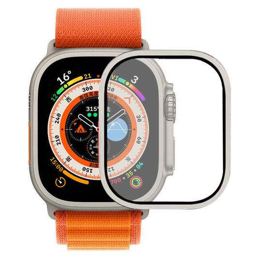 Apple Watch Ultra 49mm Zore ALM-02 Metal Çerçeveli Ekran Koruyucu Gümüş