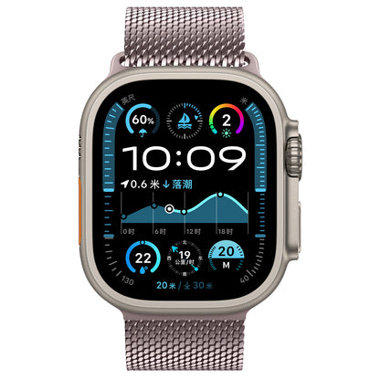 Apple Watch Ultra 49mm Zore KRD-121 Metal Hasır Kordon Starlight