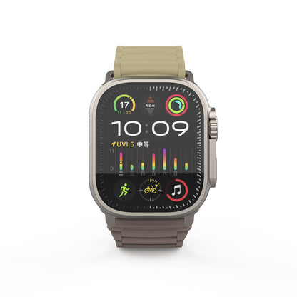 Apple Watch Ultra 49mm Zore KRD-122 Silikon Kordon Strap Kayış Siyah-Yeşil
