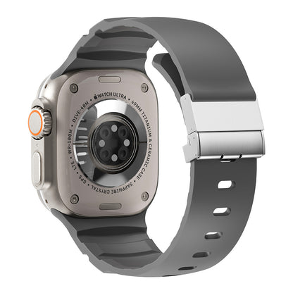 Apple Watch Ultra 49mm Zore KRD-145 Metal Tokalı Silikon Kordon Gri