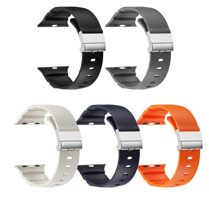 Apple Watch Ultra 49mm Zore KRD-145 Metal Tokalı Silikon Kordon Turuncu