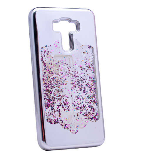 Asus Zenfone 3 Laser ZC551KL Kılıf Zore Lazer Çiçekli Sıvılı Silikon Pembe Koyu