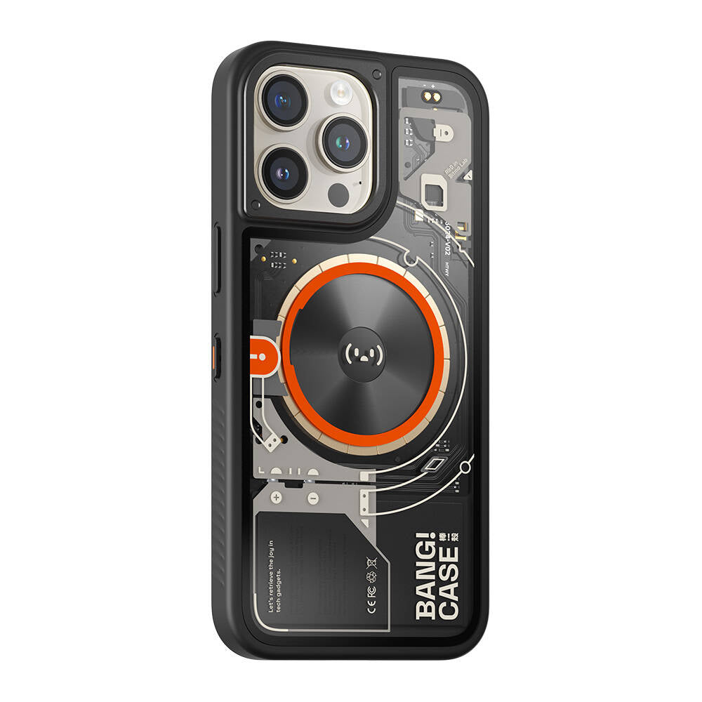 iPhone 15 Pro Kılıf Özelleştirilebilir 3 Fonksiyonlu Bluetooth Bağlantılı Bitmo Lab Bangcase Akıllı Magsafe Kapak Siyah