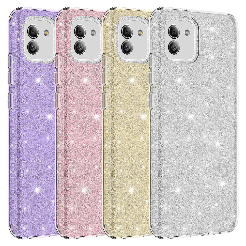 Galaxy A03 Kılıf Zore Shining Silikon Gümüş