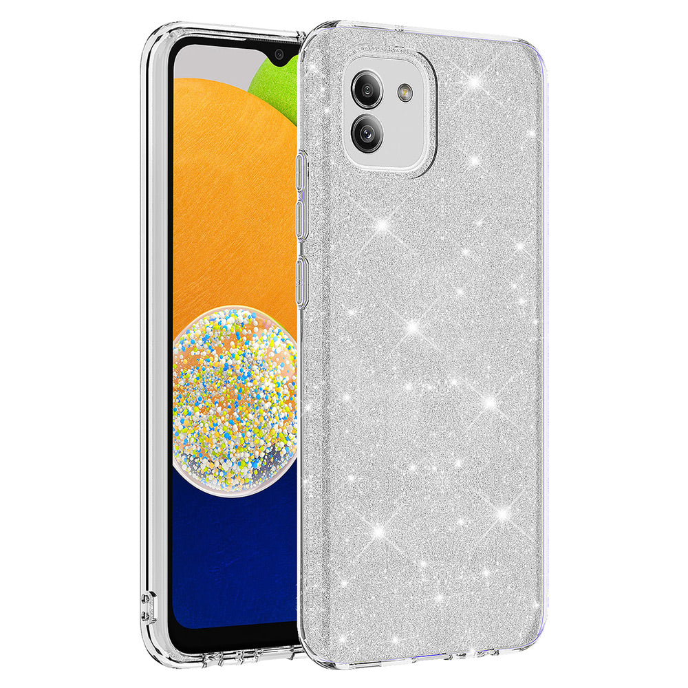Galaxy A03 Kılıf Zore Shining Silikon Gümüş