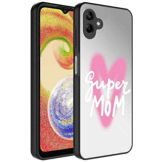 Galaxy A04 Kılıf Aynalı Desenli Kamera Korumalı Parlak Zore Mirror Kapak Süper Anne