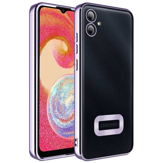 Galaxy A04E Kılıf Kamera Korumalı Logo Gösteren Zore Omega Kapak Lila