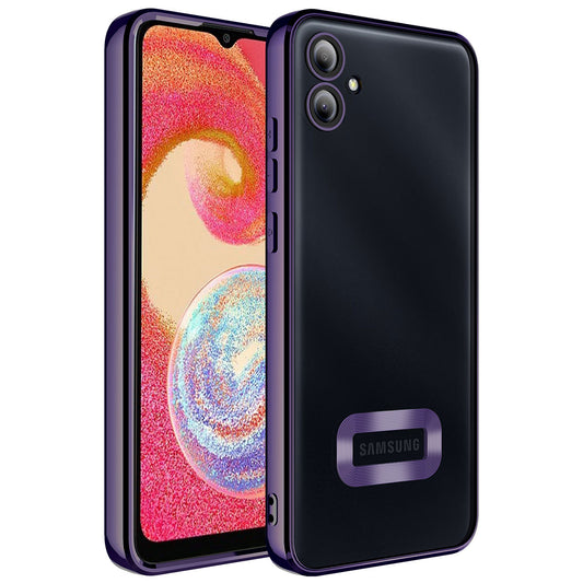 Galaxy A04E Kılıf Kamera Korumalı Logo Gösteren Zore Omega Kapak Derin Mor