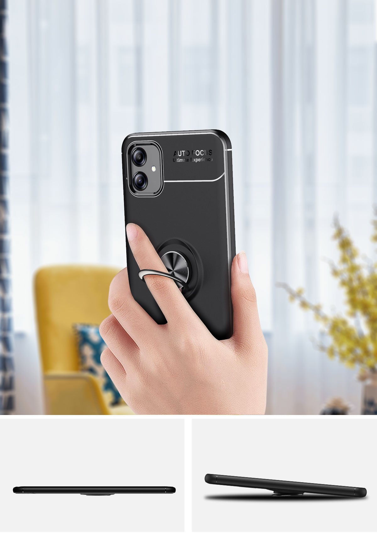 Galaxy A04E Kılıf Zore Ravel Silikon Kapak Siyah-Mavi
