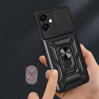 Galaxy A06 Kılıf Magnetik Standlı Kamera Korumalı Zore Sürgülü Vega Kapak Siyah