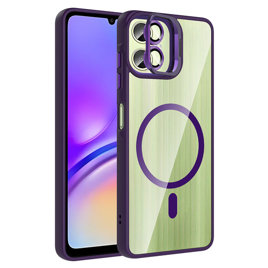 Galaxy A06 Kılıf Standlı ve Kamera Lens Hediyeli M-Safe Şarj Özellikli Zore Etro Kapak
