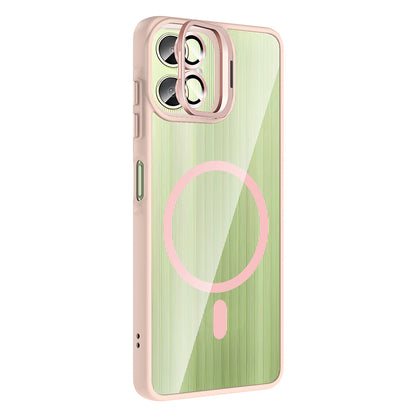 Galaxy A06 Kılıf Standlı ve Kamera Lens Hediyeli M-Safe Şarj Özellikli Zore Etro Kapak Siyah