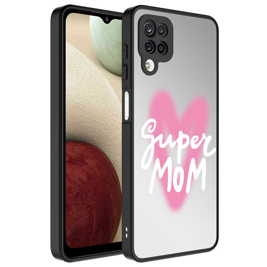 Galaxy A12 Kılıf Aynalı Desenli Kamera Korumalı Parlak Zore Mirror Kapak Süper Anne