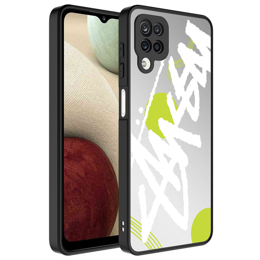 Galaxy A12 Kılıf Aynalı Desenli Kamera Korumalı Parlak Zore Mirror Kapak Yazı