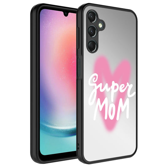 Galaxy A14 Kılıf Aynalı Desenli Kamera Korumalı Parlak Zore Mirror Kapak Süper Anne