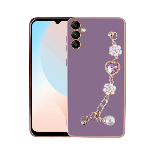Galaxy A14 Kılıf El Tutamaçlı Kamera Korumalı Zore Taka Silikon Kapak Mor