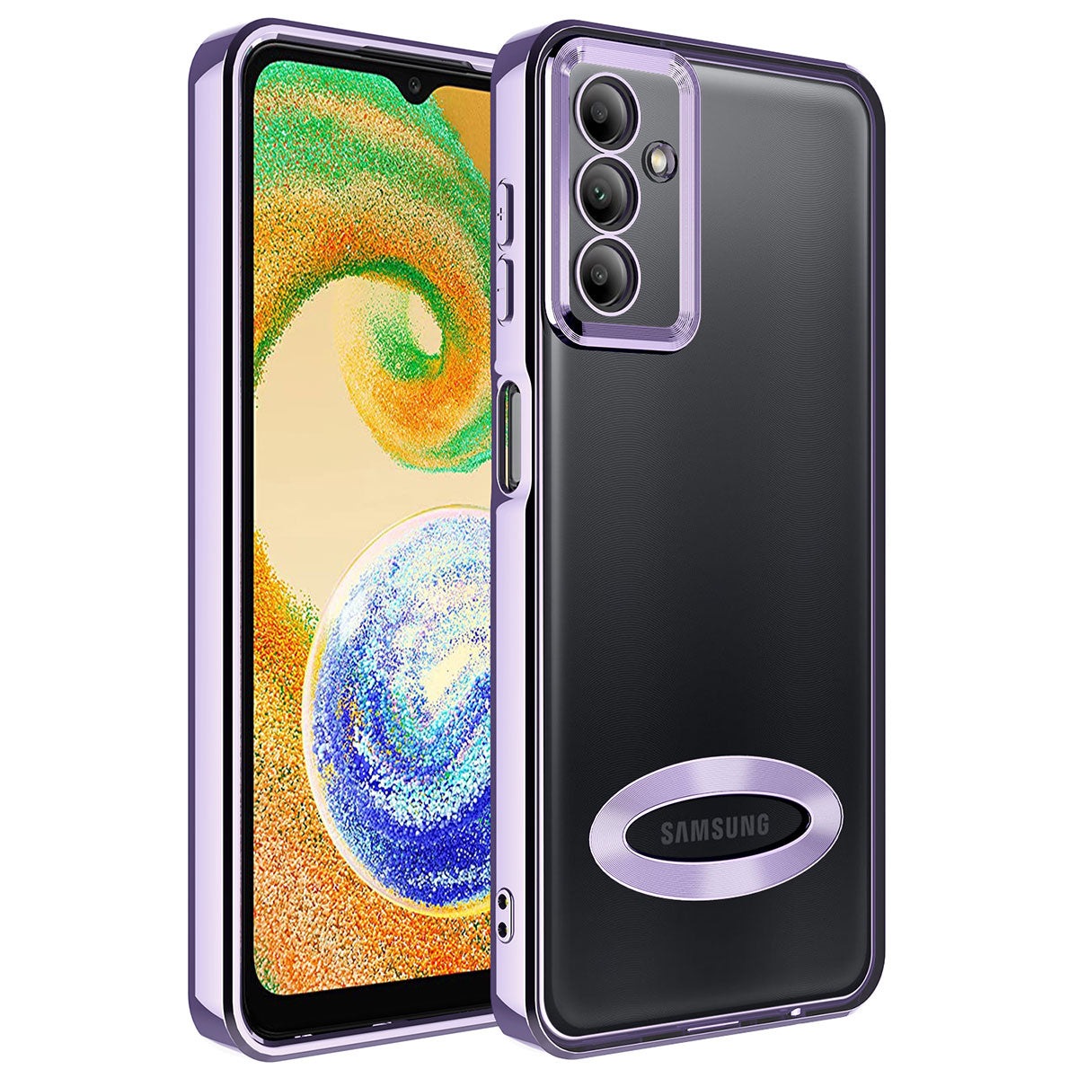 Galaxy A14 Kılıf Kamera Korumalı Logo Gösteren Zore Omega Kapak Lila
