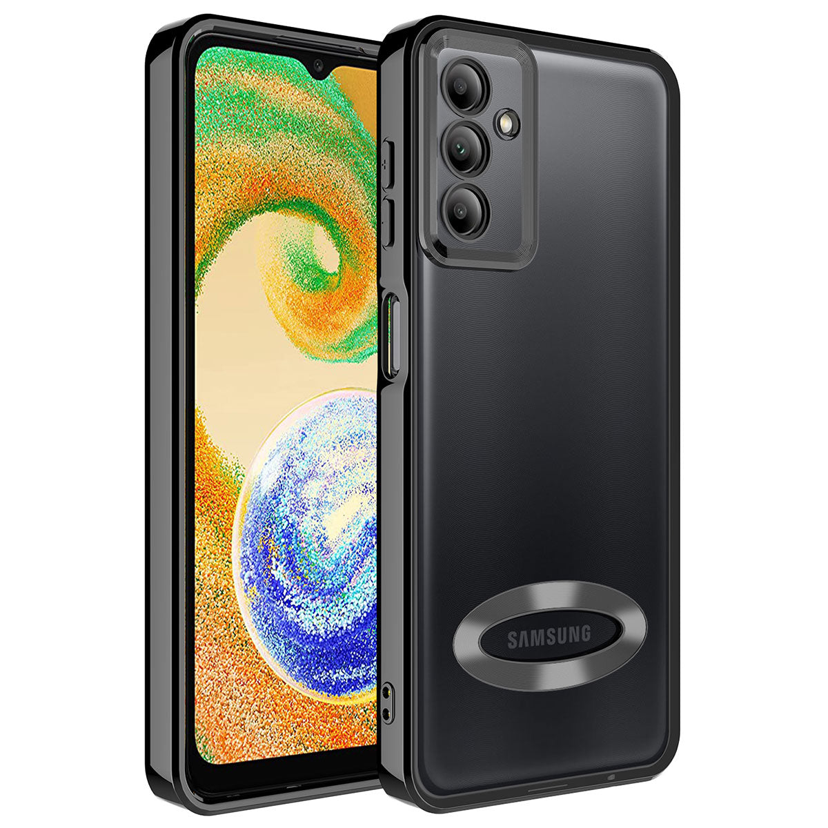 Galaxy A14 Kılıf Kamera Korumalı Logo Gösteren Zore Omega Kapak Siyah