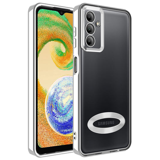 Galaxy A14 Kılıf Kamera Korumalı Logo Gösteren Zore Omega Kapak Gümüş