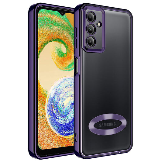 Galaxy A14 Kılıf Kamera Korumalı Logo Gösteren Zore Omega Kapak Derin Mor