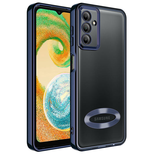 Galaxy A14 Kılıf Kamera Korumalı Logo Gösteren Zore Omega Kapak Lacivert
