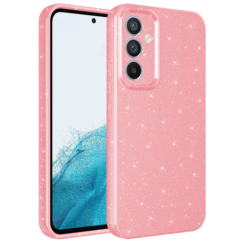 Galaxy A14 Kılıf Kamera Korumalı Simli Lüks Zore Koton Kapak Pembe