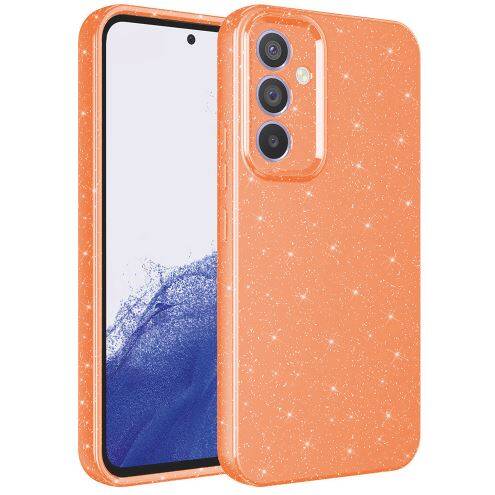 Galaxy A14 Kılıf Kamera Korumalı Simli Lüks Zore Koton Kapak Turuncu